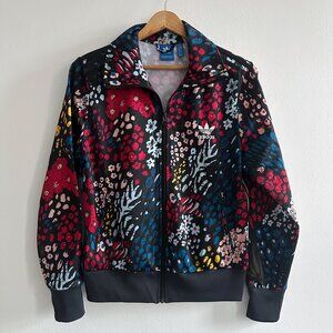 Adidas Original Black Floral Track Jacket Medium (Runs Small) Pre-Owned